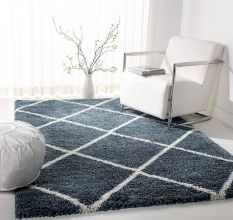 Modern Blue Shaggy Living Mat